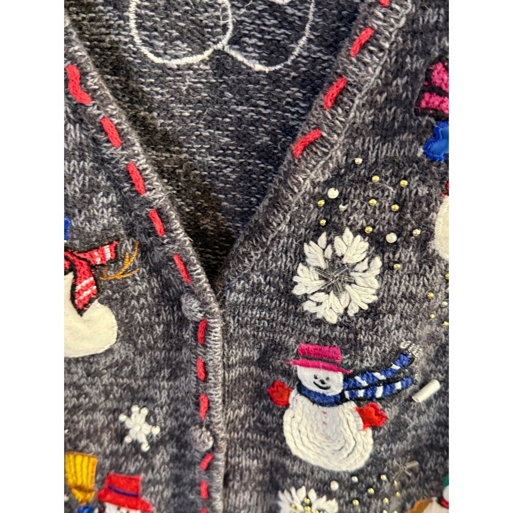Rebecca Malone Christmas Snowman Embroidered Holiday Sweater Vest Women's Size L